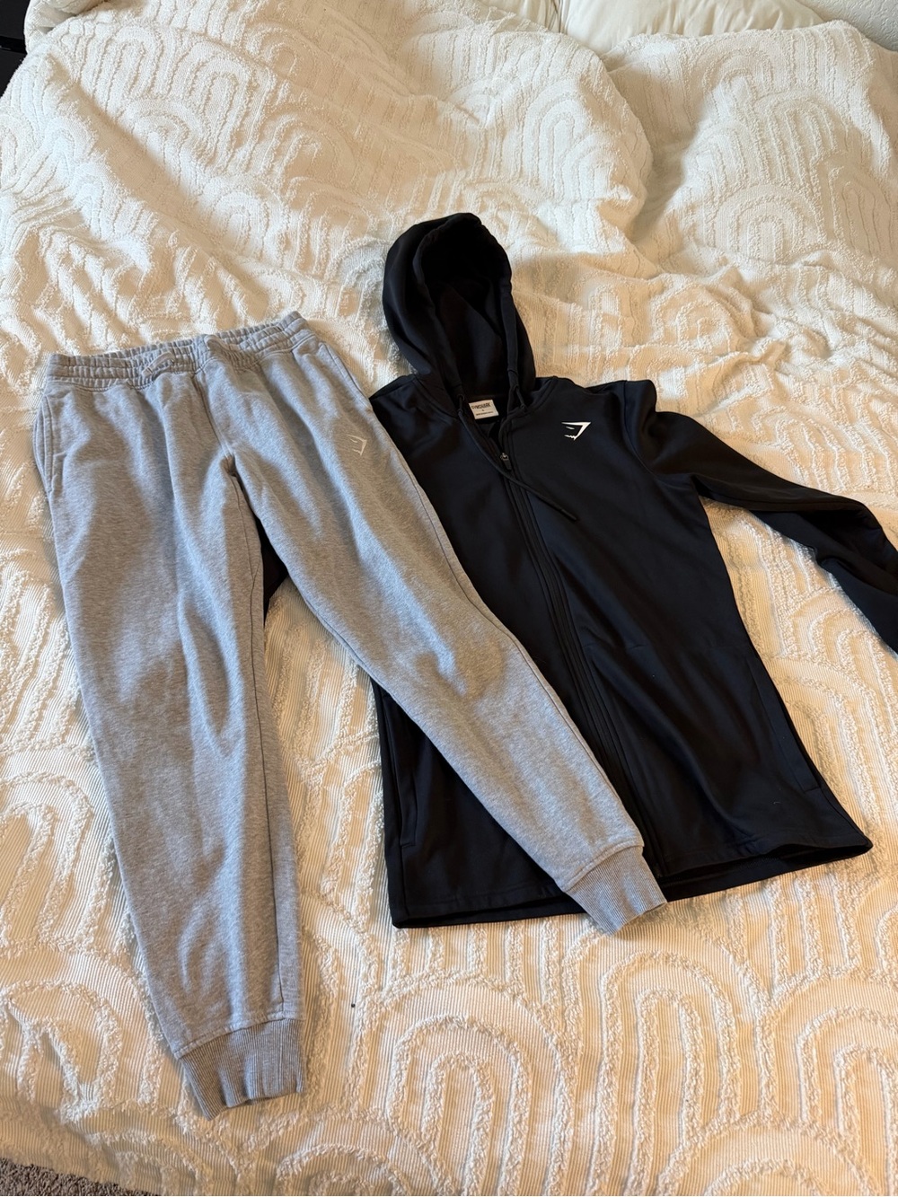 Gymshark Kids Black Hooded Zip Jacket with Gray Joggers